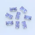 Purple rectangular sew-on rhinestone with silver claw base, ideal for DIY dress accessories. - Crystal Purple