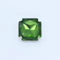Square green glass sew-on rhinestone with silver claw setting for DIY apparel accessories. - 18mm 9 pcs / Grass Green