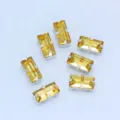 Rectangle yellow sew-on rhinestone with silver claw base, perfect for wedding dress DIY crafts. - Golden