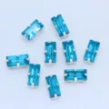 Blue rectangular claw rhinestones with silver metal base for DIY wedding dress apparel decor. - Lake Blue