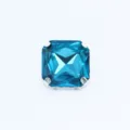 Square Blue Glass Sew-On Rhinestone, Silver Claw Setting Variant for DIY Clothing Accessory - 18mm 9 pcs / Lake Blue
