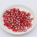 Perles demi-rondes plates couleur AB rouge pour nail art et accessoires de décoration DIY. - 8 mm paquet de 2000 pièces / Rouge AB