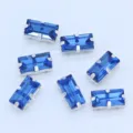 Blue rectangular sew-on claw rhinestones with silver setting for DIY craft decoration. - Medium Blue