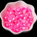 Perles demi-rondes roses de tailles mélangées pour nail art et décoration de coque de téléphone DIY. - Agate Rouge Rose
