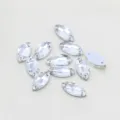 Transparante markies glas opnaaibare strass steentjes met dubbele gaten voor DIY kleding. - Wit