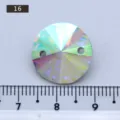 DIY double hole hand sewn glass crystal rhinestone iridescent color variant 16 for sewing clothes dress - Round Shape (AB White) / 32 Pieces/Pack (16mm)
