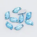 Light blue S-shaped crystal rhinestones flatback sew-on glass gems for DIY garments - Lake Blue