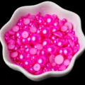 Perles plates roses bonbon mélangées pour nail art et accessoires de décoration DIY. - Rose rouge