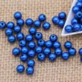 Blue round plastic imitation pearl beads double hole loose beads for DIY craft garment accessories - 4mm Approx. 17,000 Pcs per 500g / Sapphire Blue