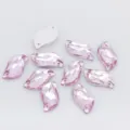 Strass en cristal rose en forme de S, pierres de verre à coudre à 2 trous pour robe de mariée DIY. - Rose