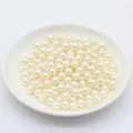 Perles d'imitation ABS blanches et rondes en vrac pour fabrication de bijoux DIY et nail art - Blanc Cassé