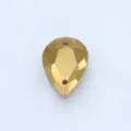 Goldfarbene Tropfenförmige Doppel-Loch Näh-Strasssteine Kristall Glas für DIY Kleidung - 18x25 Tropfen, 15 Stk. / Erzgold