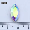 DIY double hole sew-on glass rhinestone marquise AB crystal for garment dress decor 9x18mm - Marquise Shape (AB White) / 36 Pieces/Pack (9x18mm)