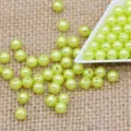 Yellow imitation pearl beads, 4-8mm ABS plastic loose beads for DIY crafts, clothing accessories, and jewelry making. - 4mm Approx. 17,000 Pcs per 500g / Grass Green