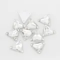 Strass triangolari trasparenti in vetro da cucire con doppi fori per abiti fai da te. - Bianco