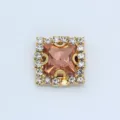 12mm Square Peach Crystal Rhinestone Claw Button for DIY Craft Sewing Clothing Accessories - 12mm / Rose Red