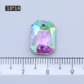 DIY sew-on glass crystal rhinestone 10x14mm AB color rectangular garment decoration part - Rectangle Shape (AB White) / 48 Pieces/Pack (10x14mm)