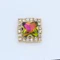 Square rhinestone crystal glass button 12mm DIY clothing accessory for wedding dress shoes - 12mm / Multicolor