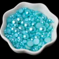 Perles demi-rondes bleu clair de tailles mélangées pour nail art et bricolage DIY. - Bleu Eau