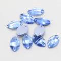 Lichtblauwe paardenoog glas strass stenen om op te naaien platte achterkant diy handwerk. - Lichtblauw