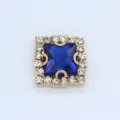 Square rhinestone claw drill button, 12mm blue glass crystal with gold metal edge for DIY. - 12mm / Dark Blue