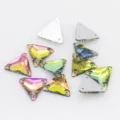 Strass in vetro triangolari da cucire cristalli a doppio foro accessori per abbigliamento DIY - Multicolore