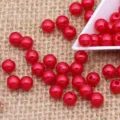 4-8mm Double Hole ABS Plastic Imitation Pearl Loose Beads for DIY Crafts and Garments - 4mm Approx. 17,000 Pcs per 500g / Red