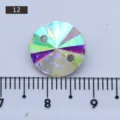 DIY dual-hole sew-on glass rhinestone AB crystal sparkly dress apparel craft decoration - Round Shape (AB White) / 45 Pieces/Pack (12mm)