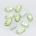 Strass en cristal vert en forme de feuille S double trou à coudre accessoires robe mariée - Vert Fruit