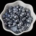 Perles demi-rondes mélangées pour nail art et décoration DIY de coque de téléphone, tailles variées. - Gris Argent