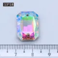 DIY double-hole glass rhinestone 13x18mm, colorful AB gemstone for garments shoes. - Rectangle Shape (AB White) / 28 Pieces/Pack (13x18mm)