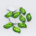 Strass en verre cristal vert en forme de S à coudre, dos plat, accessoires de vêtement DIY - Vert Herbe
