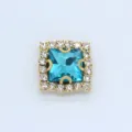 12mm square rhinestone claw chain DIY sewing crystal glass button for clothes wedding shoes deco - 12mm / Lake Blue
