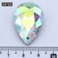 DIY 20x30mm teardrop glass sew-on rhinestones with AB rainbow coating for garments and dresses. - Teardrop Shape (AB White) / 12 Pieces/Pack (20x30mm)