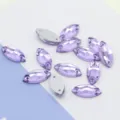 Licht paarse markies platte rug naai op strass steentjes dubbel gat glas kristallen voor kleding - Kristal paars
