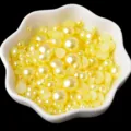 Cabochons de perles demi-rondes jaunes de taille mixte pour nail art et bricolage de téléphone. - Light jaune