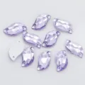 Strass en cristal violet a coudre, perles de verre plates en forme de feuille S avec 2 trous. - Violet Cristal