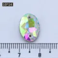 Oval 10x14mm double hole glass crystal rhinestone for DIY sewing dresses apparel accessories. - Oval Shape (AB White) / 48 Pieces/Pack (10x14mm)
