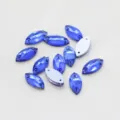 Blauwe platte dubbel-gats navette glas strass steentjes voor DIY kleding decoratie - Koningsblauw