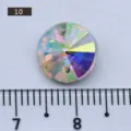 DIY double-hole sewing glass crystal rhinestone colorful flatback for dress garment decor - Round Shape (AB White) / 72 Pieces/Pack (10mm)