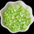 Perles plates demi-rondes mélangées Vert clair DIY Nail Art Décoration pour téléphone - Vert clair