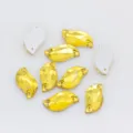 Strass en cristal jaune en forme de S, pierres de verre plates à coudre pour accessoires de robe de mariée - Jaune Or