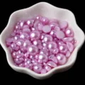 Perles demi-rondes roses mélangées en tailles variées pour nail art et bricolage DIY. - Mauve Clair