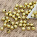 Gold double hole plastic beads 4-8mm round loose beads for clothing DIY craft accessories wholesale - Gold