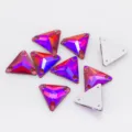 Strass triangolari in vetro da cucire bottoni piatti in cristallo per abbigliamento sposa DIY - Rosso AB