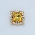 12mm square crystal rhinestone claw drill DIY clothing accessories gold base glass shoe decor - 12mm / Gold