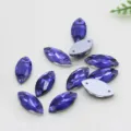 Blauwe Markies Opnaaibare Strass Steentjes Glas Kristallen Platte Achterkant Gaten - Violet