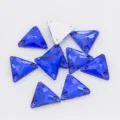Strass triangolari blu da cucire cristallo doppio foro fondo piatto accessori per vestiti - Blu Reale
