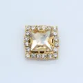 12mm square claw rhinestone champagne glass crystal DIY clothing shoes decoration accessory - 12mm / Gold Champagne