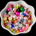 Perles demi-rondes colorées dos plat pour nail art artisanat accessoires DIY 15g - Couleurs et tailles mixtes